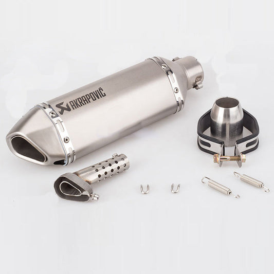 AUTOPOWERZ Universal Slip On Exhaust Silencer 36-51mm Muffler Pipe for All Motorcycle (Silver)