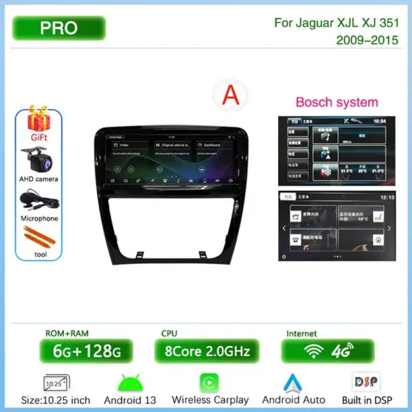 10.25Inch Car Multimedia Video Player for Jaguar XJL XJ 351 2009-2017 GPS Navigation Android13 Radio Stereo 4+64 Gb Carplay 4G