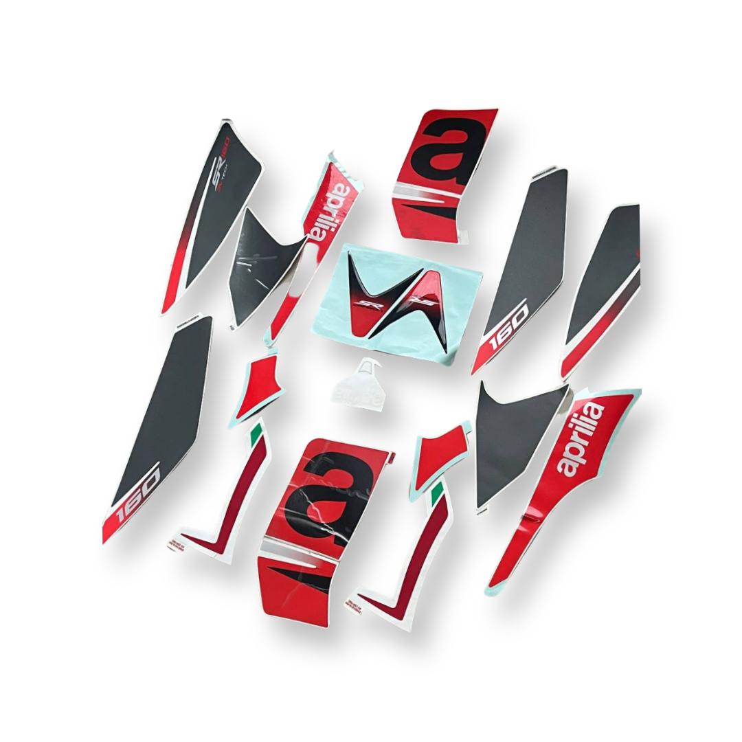 Aprilia SR 160 complete sticker decals kit ( Red & Grey )