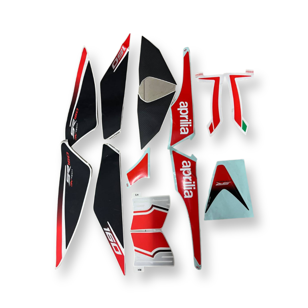 Aprilia SR 160 complete sticker decals kit ( Black and red )