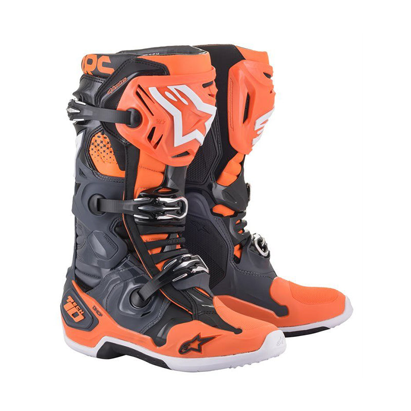 Alpinestars Tech 10 Riding Boot Cool Grey Orange Fluo