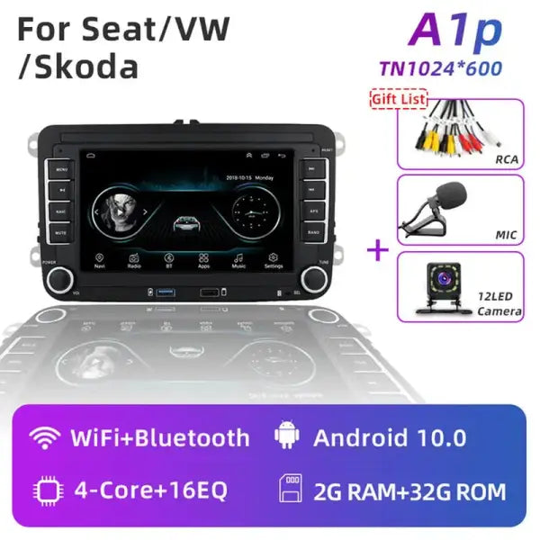 2 Din Android Car Radio GPS 4G Wifi DSP Carplay for VW / Volkswagen Skoda Octavia Golf 5 6 Touran Passat B6 Polo Jetta