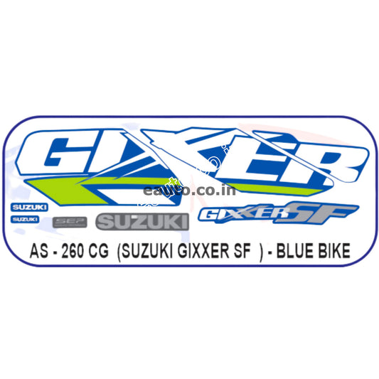 Graphics Sticker Set for Suzuki Gixxer SF | Blue Vehicle | White & Green Sticker | Both Sides