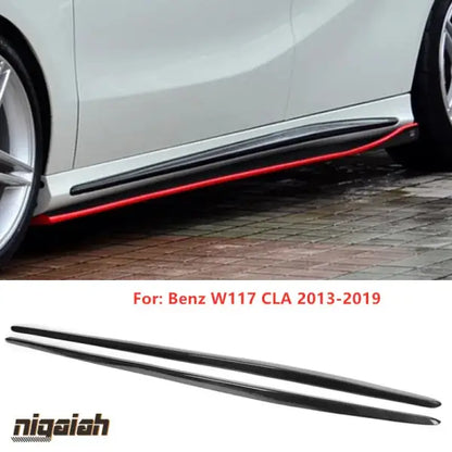 2Pcs Side Skirt Decoration for Benz W117 Cla-Class CLA250 CLA260 CLA45 2013-2019 Carbon Fiber Body Trim Sticker Strips