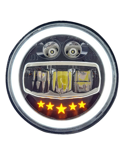 7 Inch Star LED Headlight with tri color for Bikes and Cars (Operating Voltage 12V-80V, 75W)