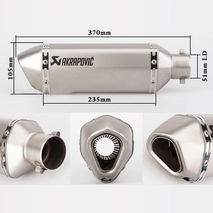 AUTOPOWERZ Universal Slip On Exhaust Silencer 36-51mm Muffler Pipe for All Motorcycle (Silver)