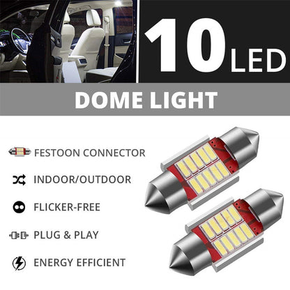 10 SMD Car Interior, Roof Led Light with Festoon Holder (5W) for All Cars (Red, 2 pcs)