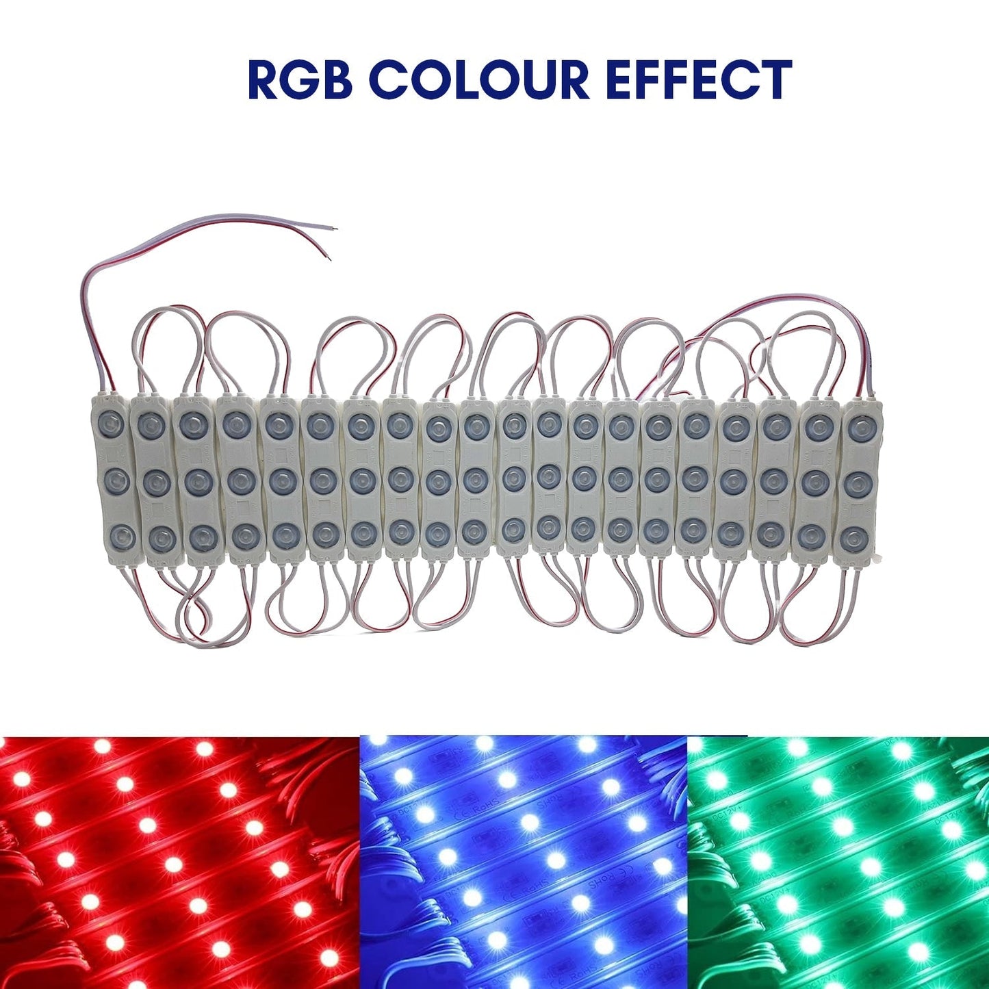 20 Pieces {RGB MultiColour} 12Volt DC 1.5 Watt 3 LED Module Lamp Multipurpose Use Car, Truck, DIY Projects & Home Decoration