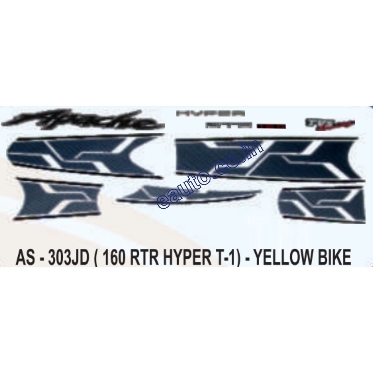 Graphics Sticker Set for TVS Apache RTR 160 | Hyper EdgeType 1 | Yellow Vehicle | Both Sides