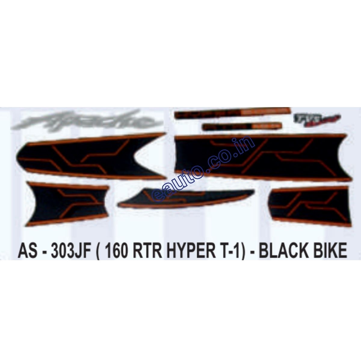 Graphics Sticker Set for TVS Apache RTR 160 | Hyper EdgeType 1 | Black Vehicle | Both Sides