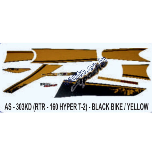 Graphics Sticker Set for TVS Apache RTR 160 Hyper | Hyper Edge Type 2 | Black Vehicle | Yellow Sticker | Both Sides