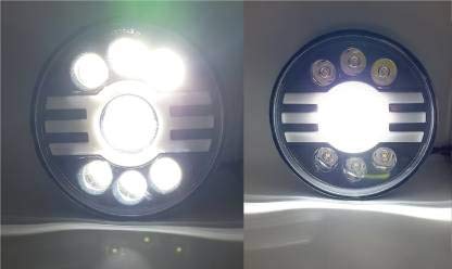 7 Inch Round Led Trishool Headlight with White & Yellow DRL Indicator for Bikes and Cars