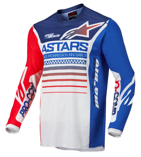 Alpinestars Racer Compass Jersey: Off White Red Fluo Blue