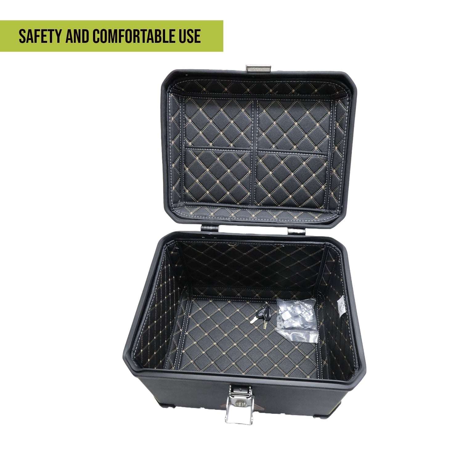 45L Strong ABS Plastic Motorcycle Tail Box for Store Helmet Luggage Items, Universal Waterproof Motorcycle Top Box, Black