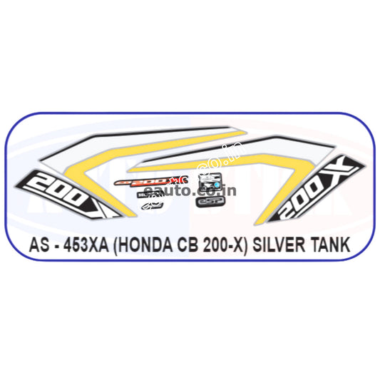 Graphics Sticker Set for Honda CB 200X | Silver Tank Sticker | Both Sides