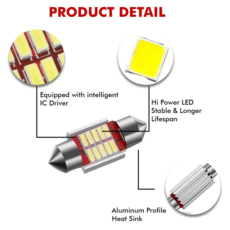 10 SMD Car Interior, Roof Led Light with Festoon Holder (5W) for All Cars (Red, 4 pcs)