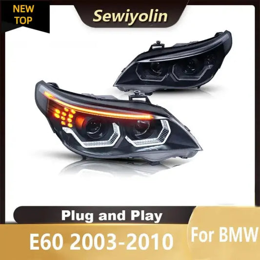 For BMW 5 Series E60 2003-2010 Car Headlight Assembly LED Lights Lamp DRL Signal Plug and Play