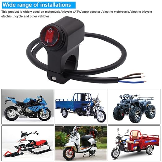 12v Motorcycle Switch 7/8″ 22mm Handlebar Aluminum Alloy with Indicator light waterproof Fog Light Switch (Pack Of 1, Black)