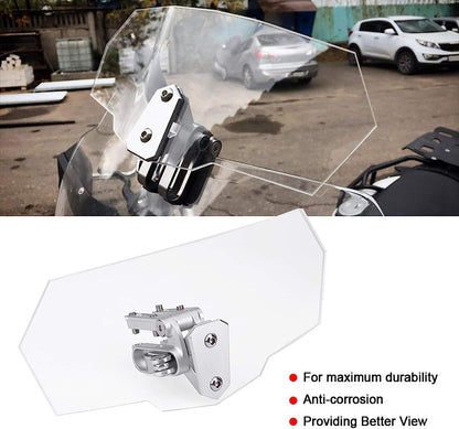 UNIVERSAL MOTORCYCLE WINDSHIELD EXTENDER (ADJUSTABLE SPOILER SINGLE CLAMP ON WINDSHIELD DEFLECTOR)