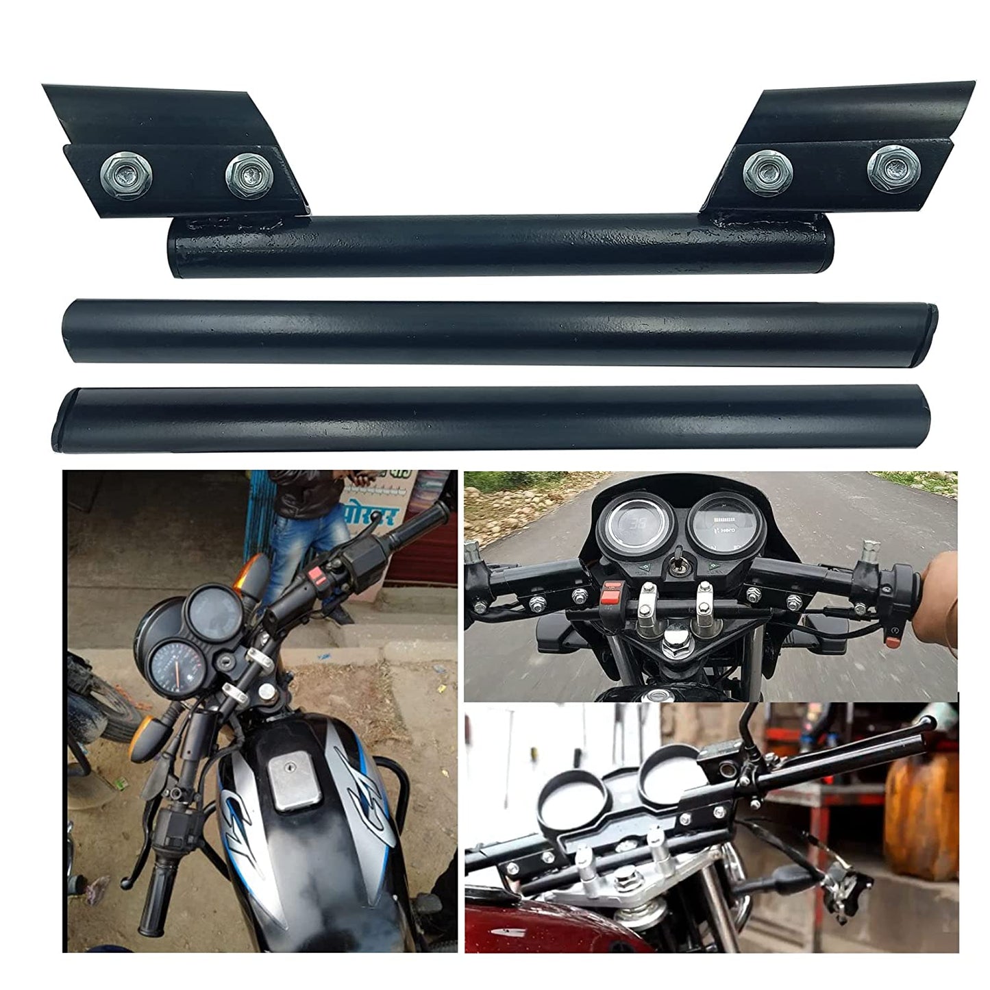 AUTOPOWERZ Universal Adjustable Motorcycle Handlebar Cross Bar for Honda Kawasaki Yamaha (Modify Handlebar Black)