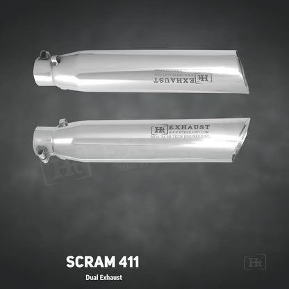 Dual Exhaust System – FOR SCRAM 411 / Ht exhaust – full bend with dual Exhaust – stainless steel – SB 641