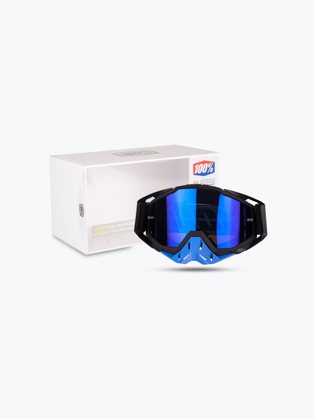 100% Goggles Black Blu Blue Tint