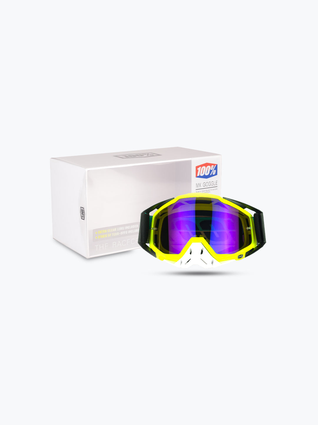 100% Goggles White Yellow Blue Tint