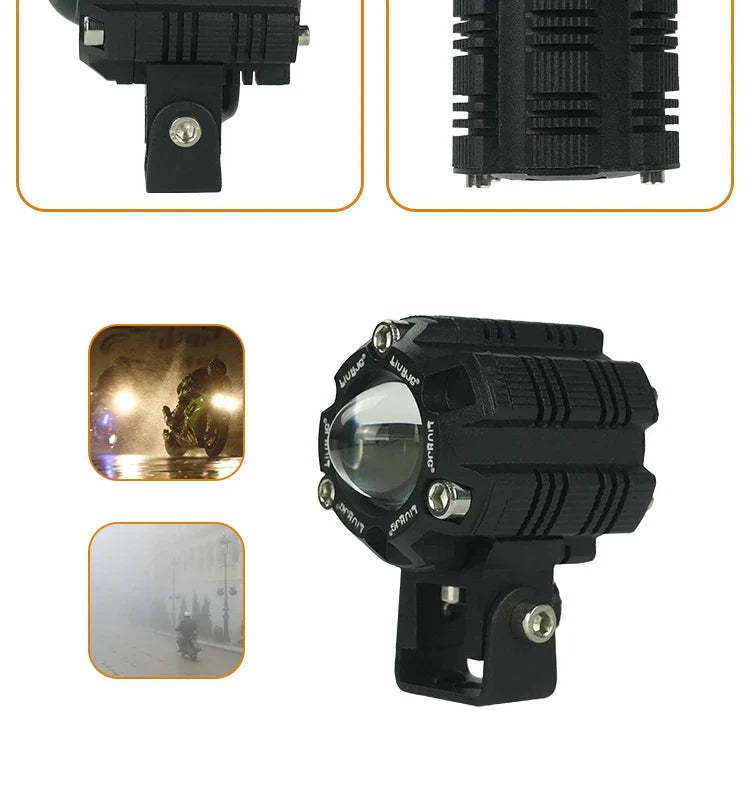 HJG Mini Driving Fog Light for All Motorcycle with wiring harness /Scooter/Jeep  (20w*2) heavy