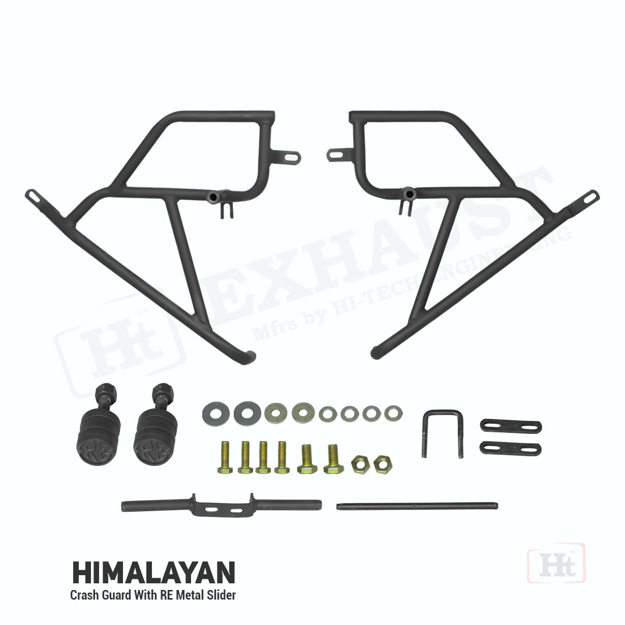 Hmalayan Crash Guard with RE Metal Slider WITH – COLOR OPTION AVAILABLE HM 210 – Ht exhaust