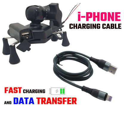 X-Grip Bike Mobile Charger & Phone Holder for All Bikes Scooters (Super Fast Charging 5V-2A With Hi Speed Data Cable+Charging)