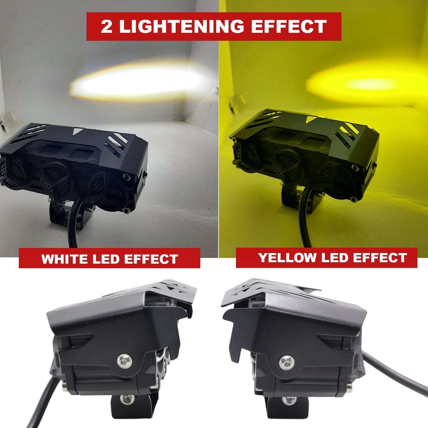 4LED Dual-Color Fog Light 120W (DC 12-80V) for Universal Bike, Car, Truck, and other Vehicles