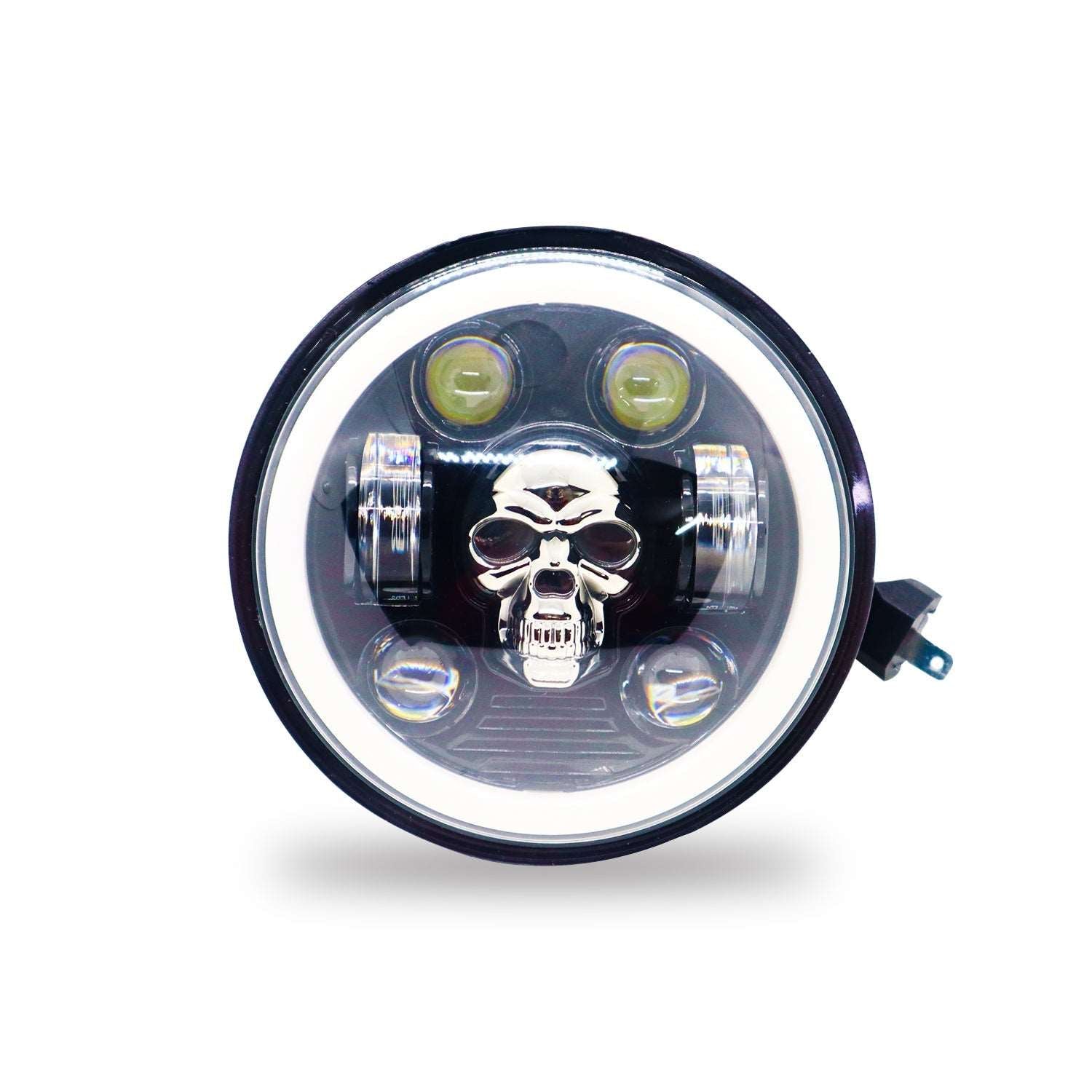 5.75 Inch Round Skull LED Headlight for Bike & Cars (12V-80V, 75W)