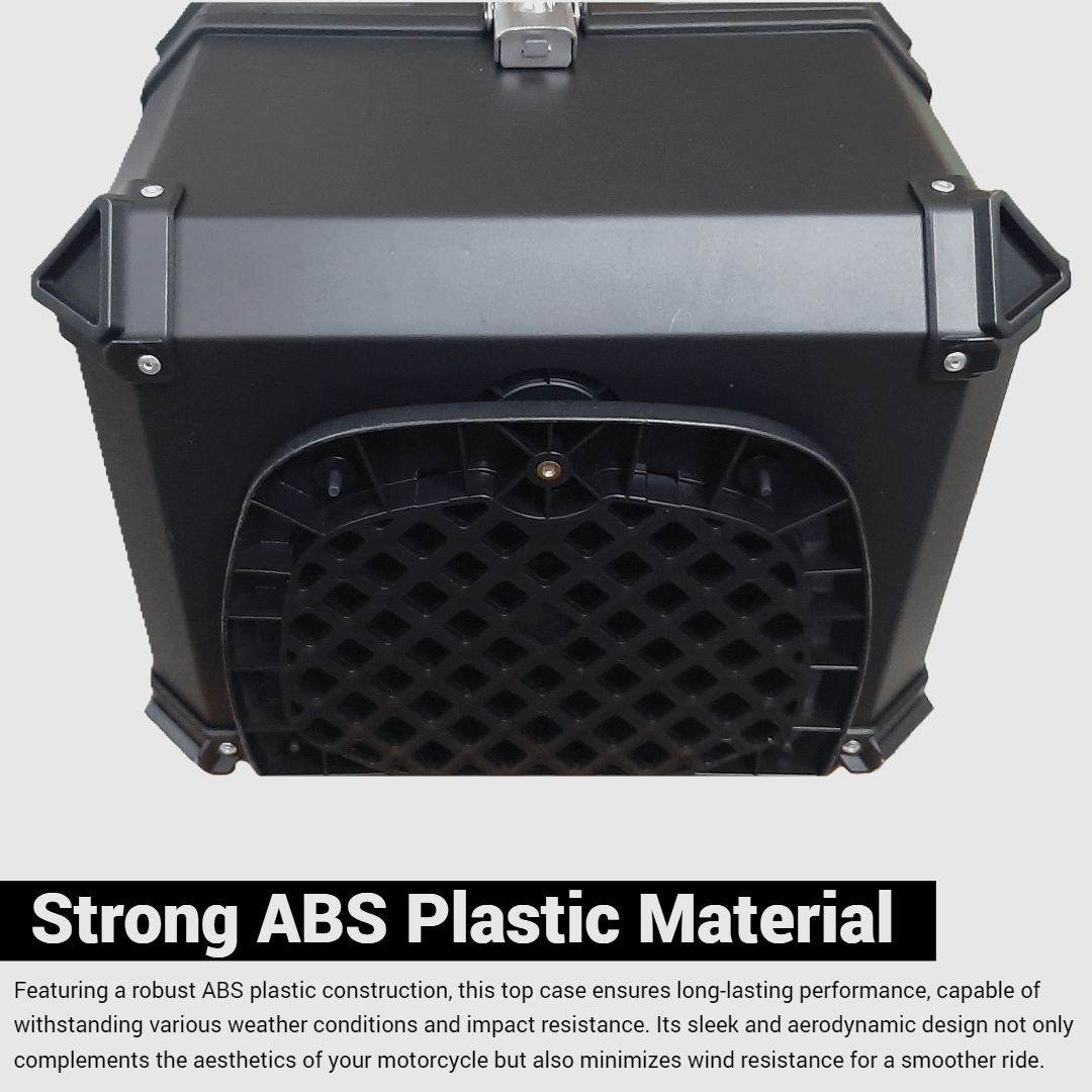 45L Strong ABS Plastic Motorcycle Tail Box for Store Helmet Luggage Items, Universal Waterproof Motorcycle Top Box, Black