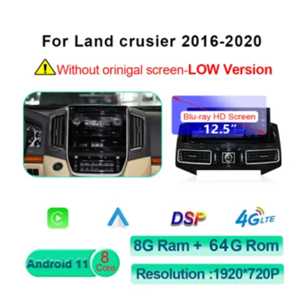 Android 11 Car Radio for Toyota Land Cruiser 200 LC200 2007-2020 GPS Navigation DVD Multimedia Player Carplay Auto Stereo Screen