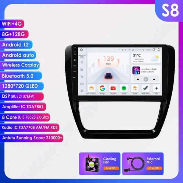 Android Screen for Volkswagen VW Jetta 6 2011 - 2018 Stereo Car Radio Video Players Wireless Carplay 2 Din GPS DSP 7862