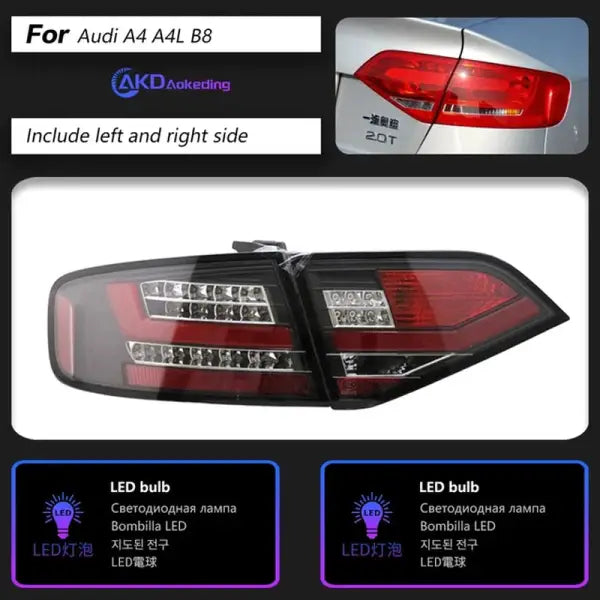 Audi A4 B8 LED Tail Light 2009-2012 A4L Rear Fog Brake Turn Signal Reverese Rear Lamp Automotive