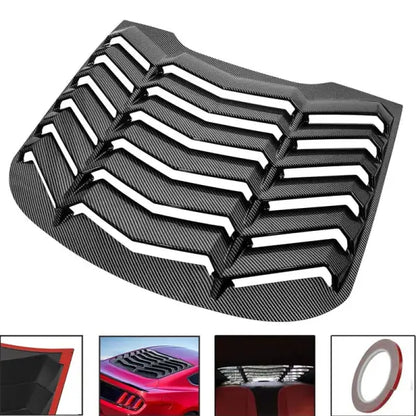 Auto Rear Window Louver for Ford Mustang 2015 - 2023 Windshield Sun Shade Cover Vent GT Lambo Style (Glossy Carbon Fiber)