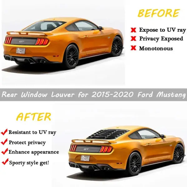 Auto Rear Window Louver for Ford Mustang 2015 - 2023 Windshield Sun Shade Cover Vent GT Lambo Style (Glossy Carbon Fiber)