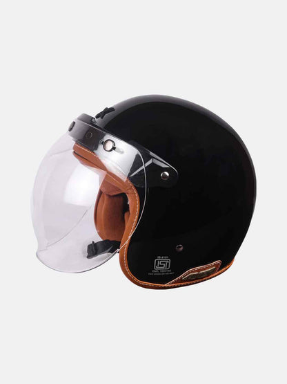 Axor Retro Jet Leather Black Helmet