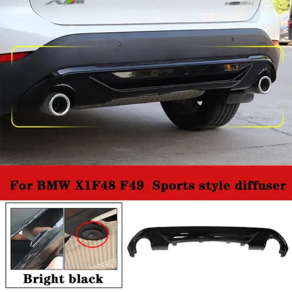 For BMW X1 Body Kit BMW F48 F49 Spoiler Front Lip Side Skirt Diffuser Fender Rearview Mirror Cover Modification Black BODY Samurai