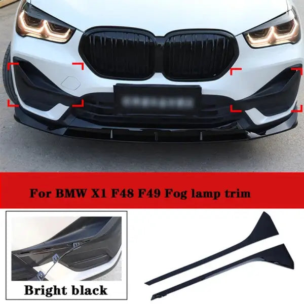 For BMW X1 Body Kit BMW F48 F49 Spoiler Front Lip Side Skirt Diffuser Fender Rearview Mirror Cover Modification Black BODY Samurai