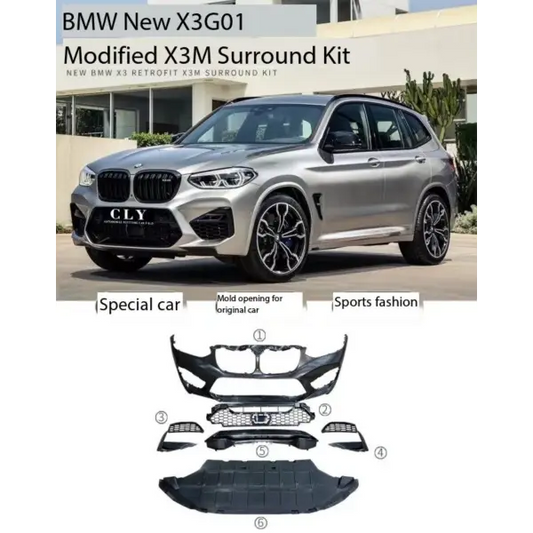 BMW X3 G01 2018-2022 UPGRADE TO X3 G01 F97 X3M SPORTS BODYKIT FRONT REAR BUMPER SIDE SKIRT GRILL