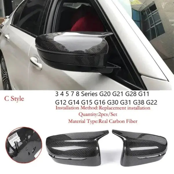 Car Craft Compatible With Bmw 3 Series G20 G28 2019-2024 4 Series G22 2019-2024 Bmw 5 Series G30 G38 2018-2023 7 Series G11 G12 2016-2023 8 Series G14 G15 G16 2018-2021 Real Carbon Fiber Mirror Cover