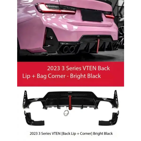 Car Craft Compatible With Bmw 3 Series G20 Lci G28 2023+ V-ten Vten Bodykit Front Rear Lip Diffuser Exhaust Tip Side Skirts Splitter