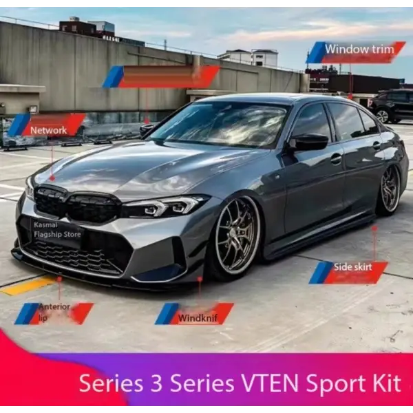 Car Craft Compatible With Bmw 3 Series G20 Lci G28 2023+ V-ten Vten Bodykit Front Rear Lip Diffuser Exhaust Tip Side Skirts Splitter