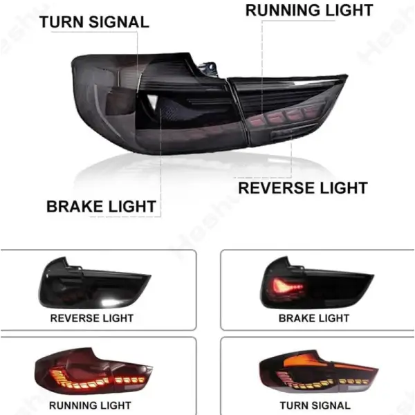 Car Craft Compatible With Bmw 3 Series Gt F34 2012-2019 Tail Lamp Light Taillight Taillamp Gtr Dragon Style Smoke