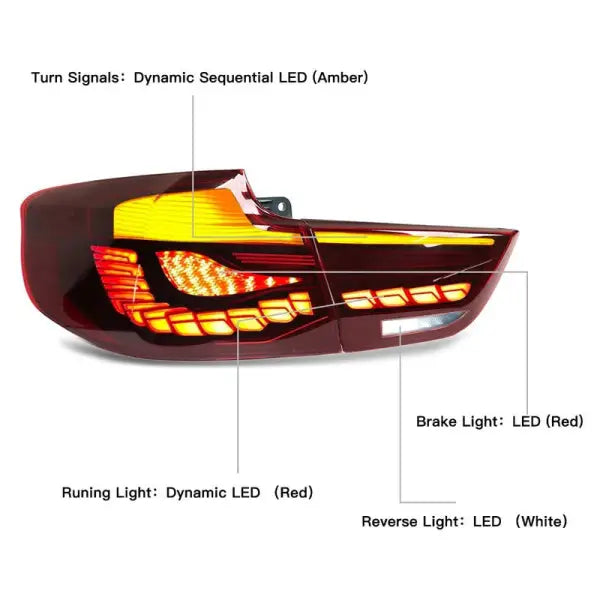 Car Craft Compatible With Bmw 3 Series Gt F34 2012-2019 Tail Lamp Light Taillight Taillamp Gtr Dragon Style Smoke