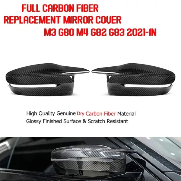 Car Craft Compatible With Bmw M2 G87 2023+ M3 G80 2021+ M4 G82 2021+ G82 G83 G42 G46 Real Carbon Fiber Mirror Cover