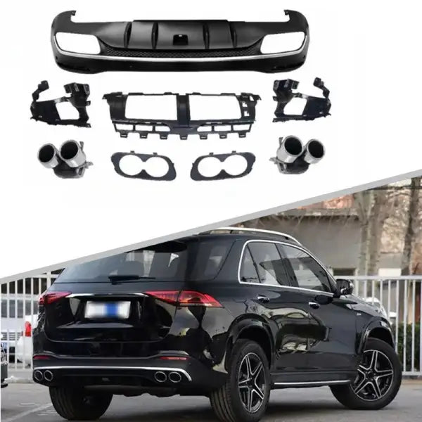 Car Craft Compatible With Mercedes Benz Gle Gls W167 X167 C167 Gle53 Gls53 Amg 2019+ Rear Diffuser Bumper Spoiler Splitters Exhaust Muffler Tips Pp Accessories Black Tips Zst-240