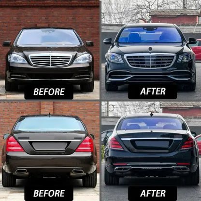 Car Craft Compatible With Mercedes Benz S Class W221 2006-2013 Upgrade Facelift Bodykit To W222 2014-2021 Maybach Style Bumper Headlight Taillight Skirts Exhaust Tips Hood